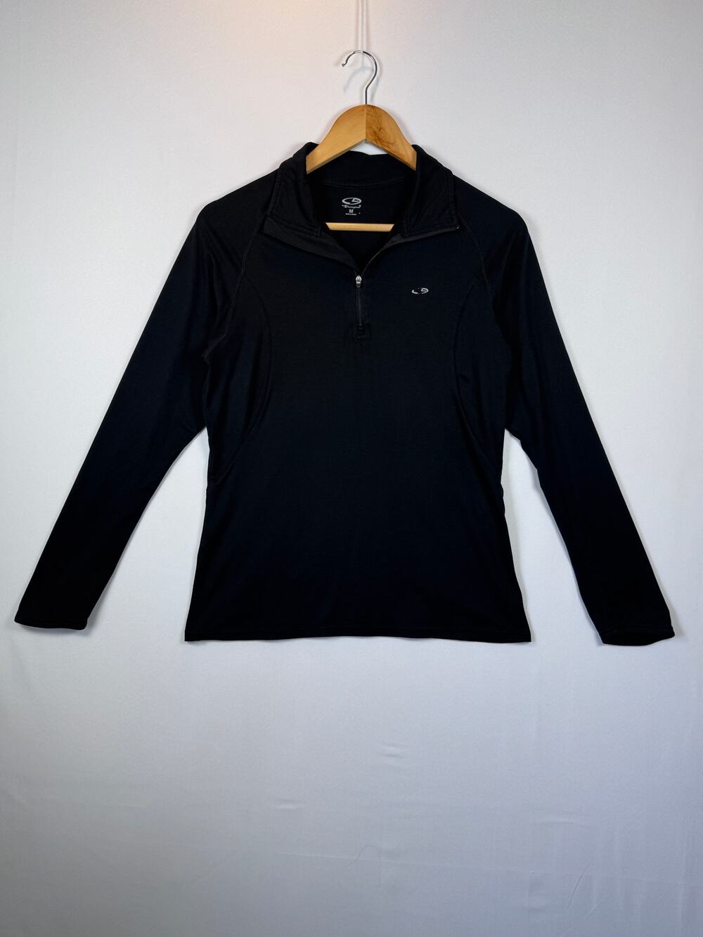 Champion Womens Medium Black Quarter Zip Pullover Long Sleeve Athletic Top